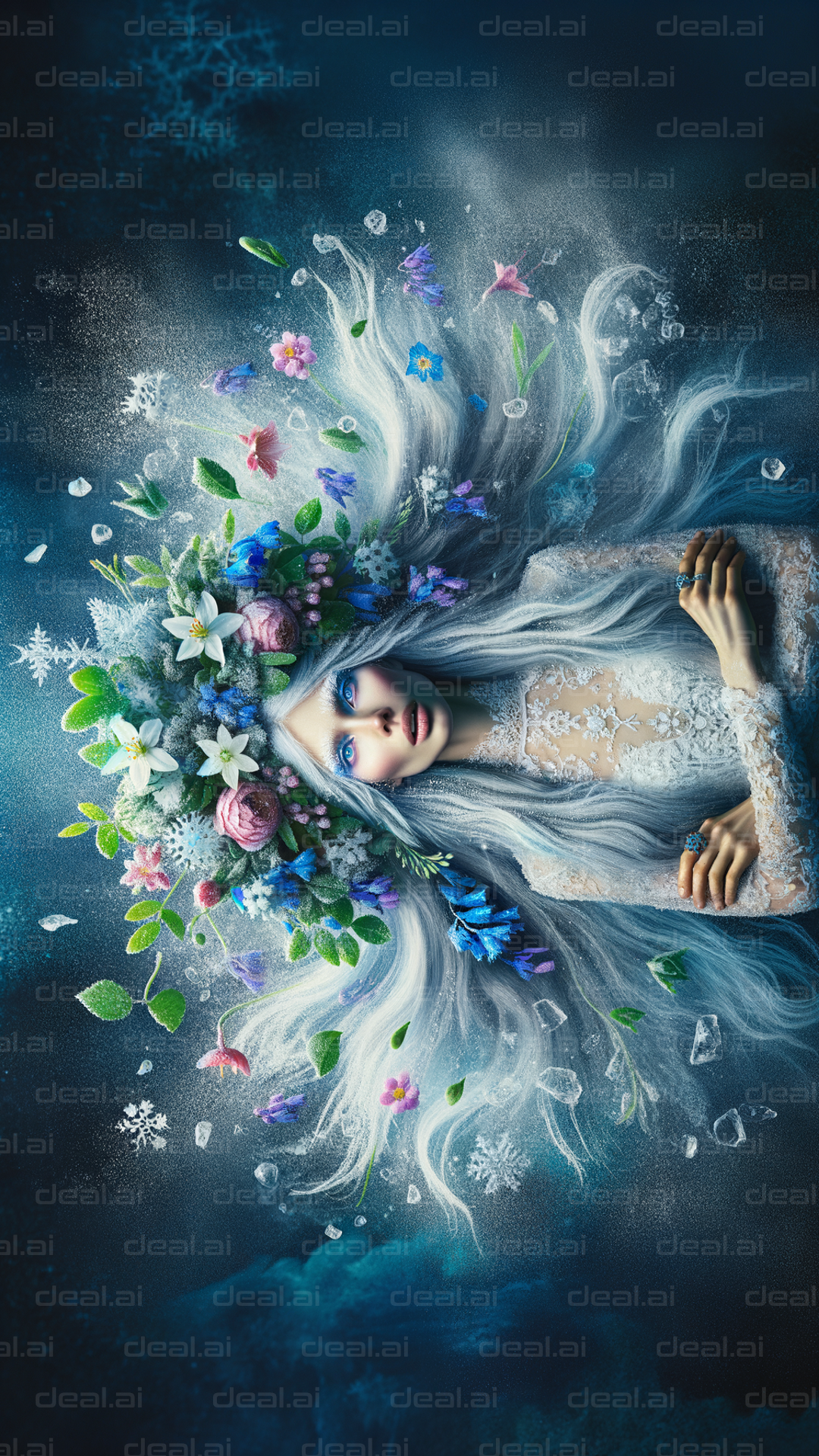 "Enchanting Winter Fairy with Floral Crown"