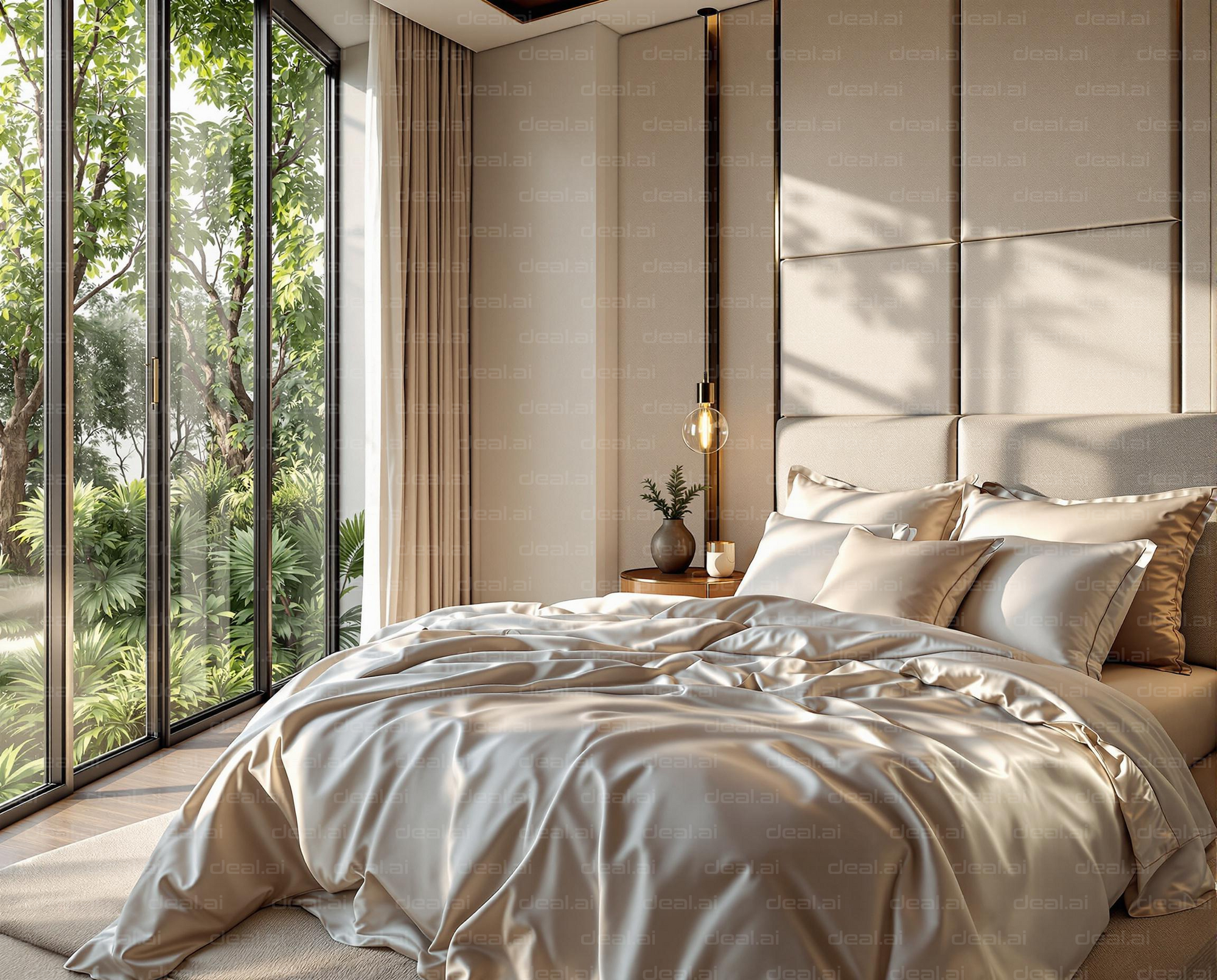 Serene Bedroom with Garden View