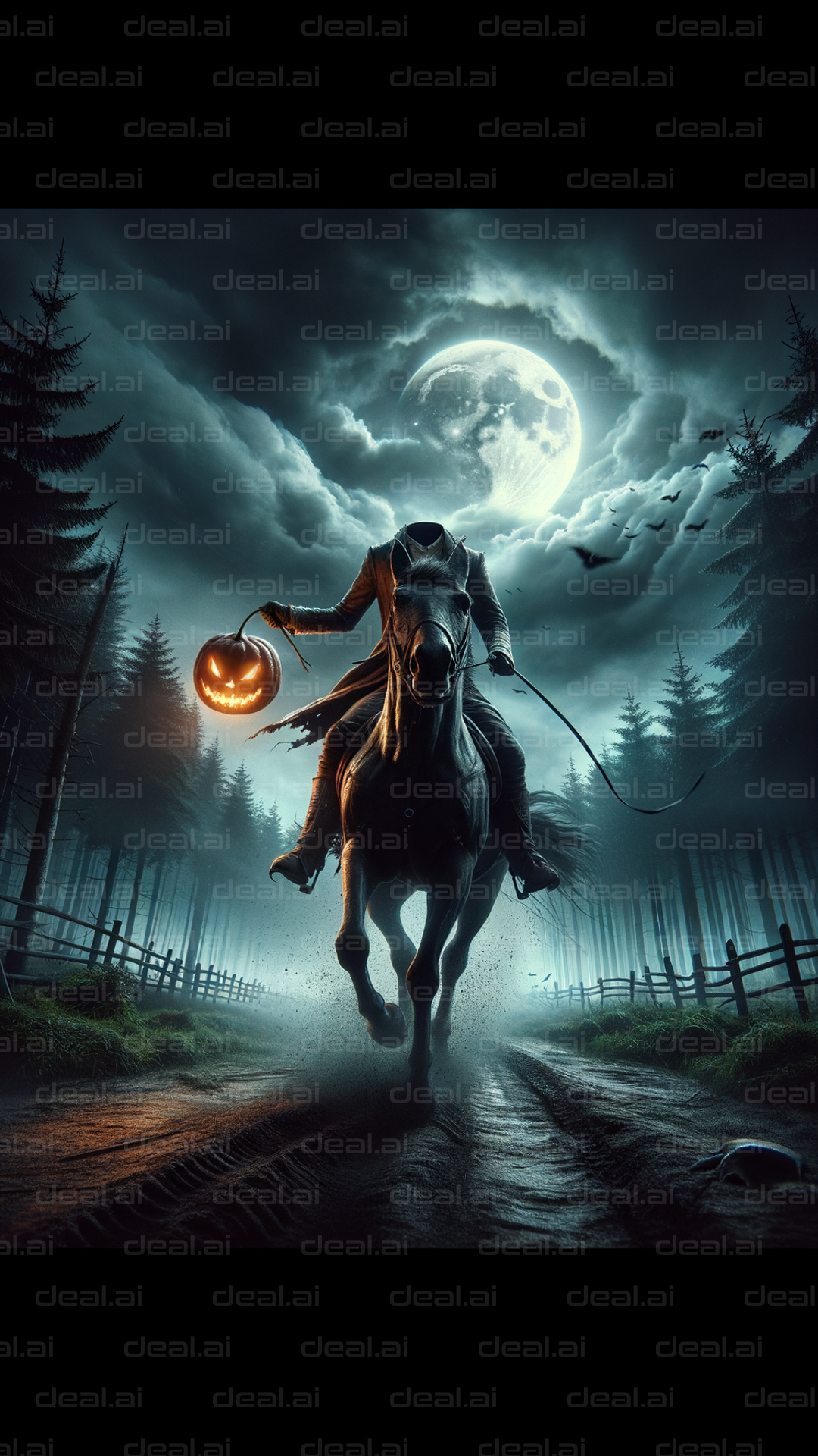 Headless Rider Under Full Moon