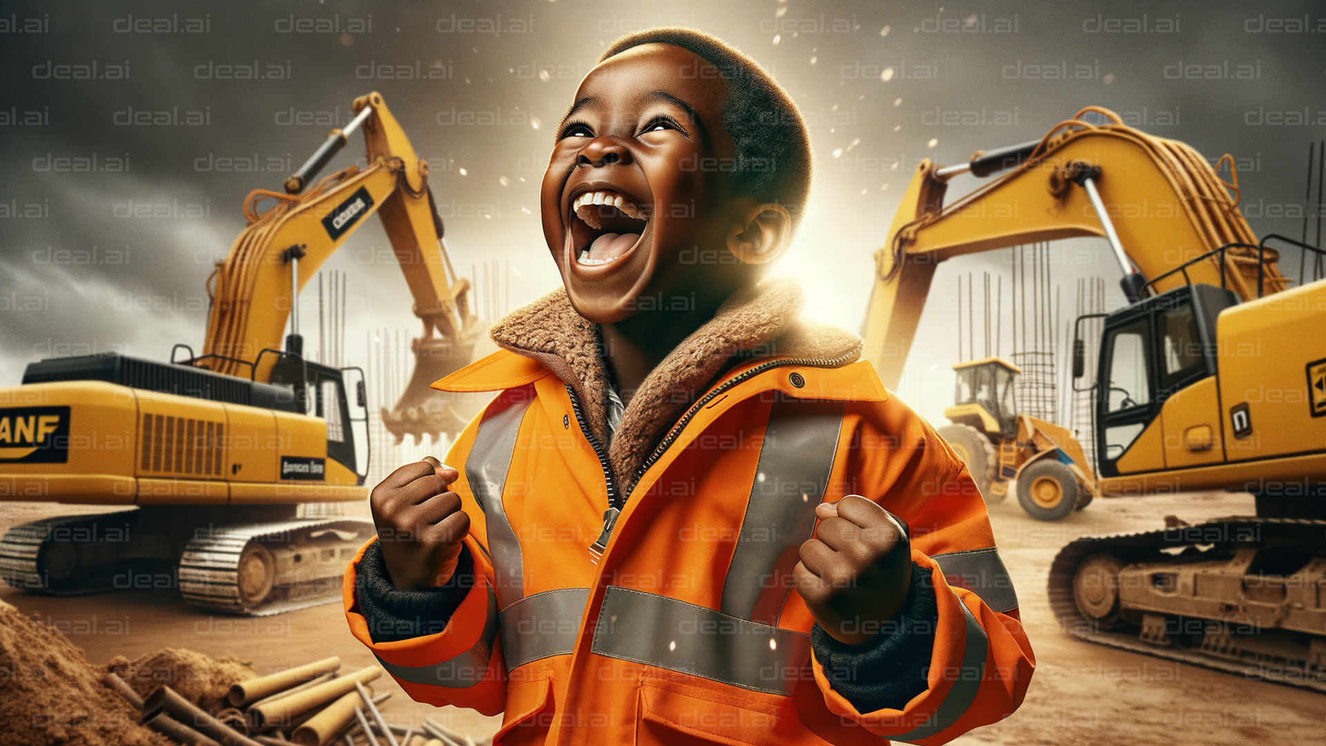 "Joyful Dreamer at Construction Site"