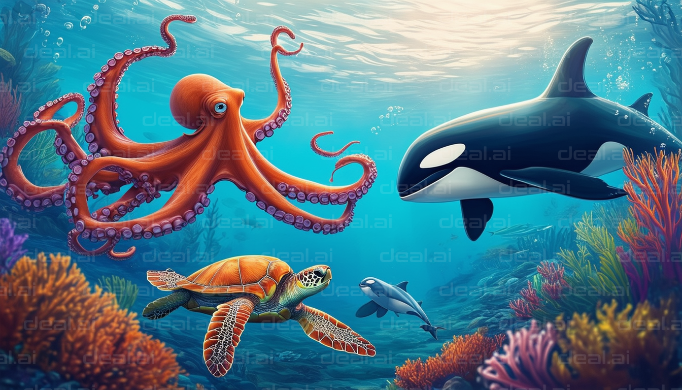 "Underwater Friends: Orca, Octopus, Turtle"