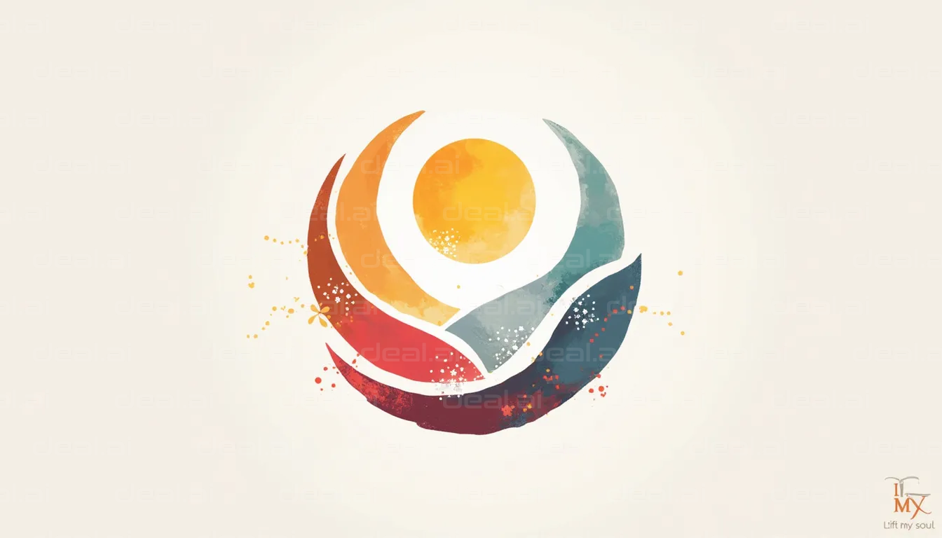 "Vibrant Abstract Sun and Waves Logo"