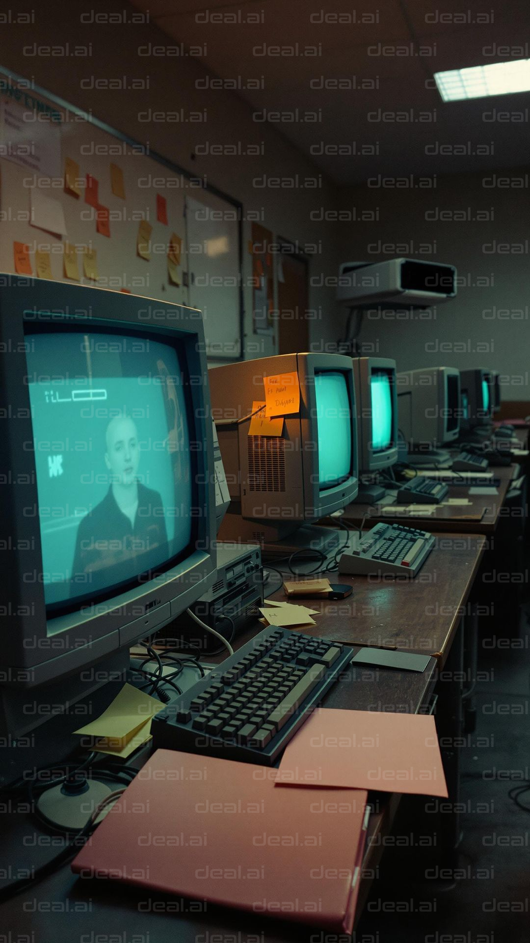 Retro Computer Lab with Monitors