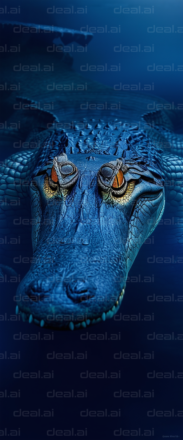 "Mesmerizing Blue Alligator Underwater"