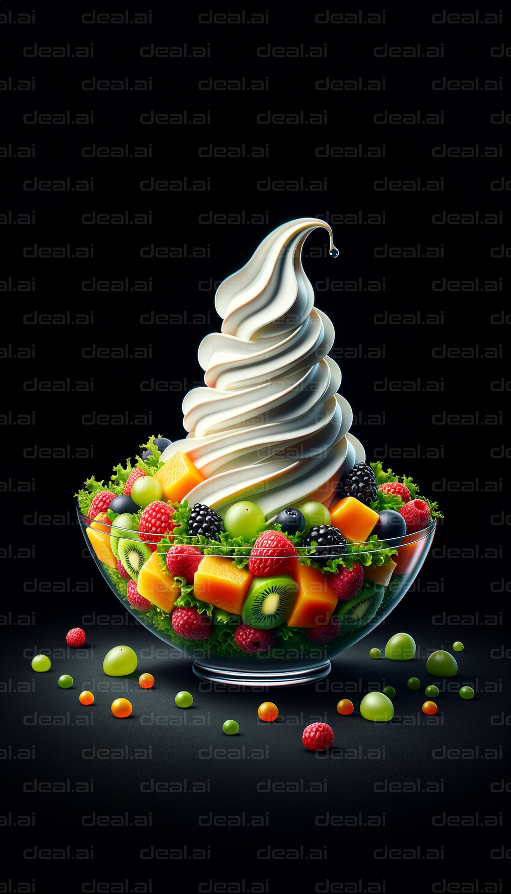 Frozen Yogurt Delight with Fresh Fruits