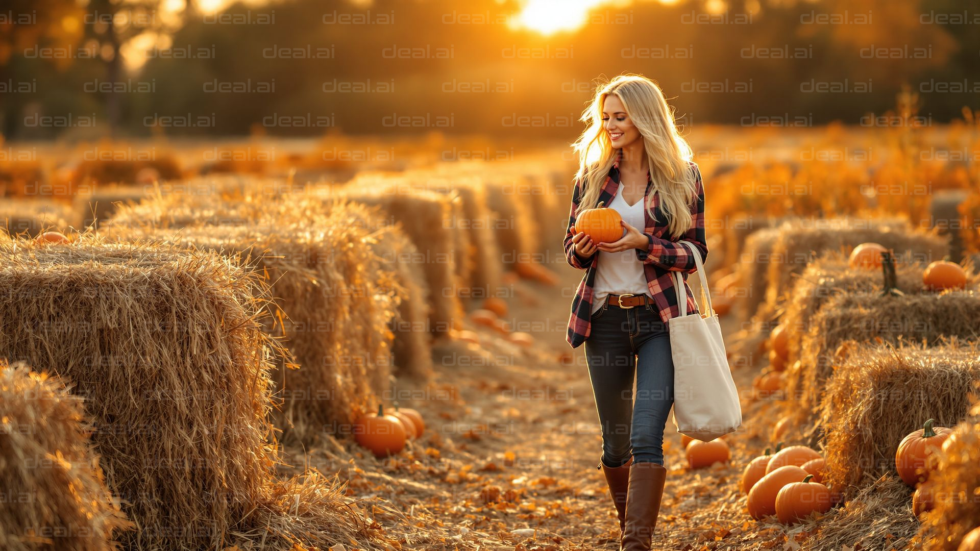 "Golden Hour at the Pumpkin Patch"