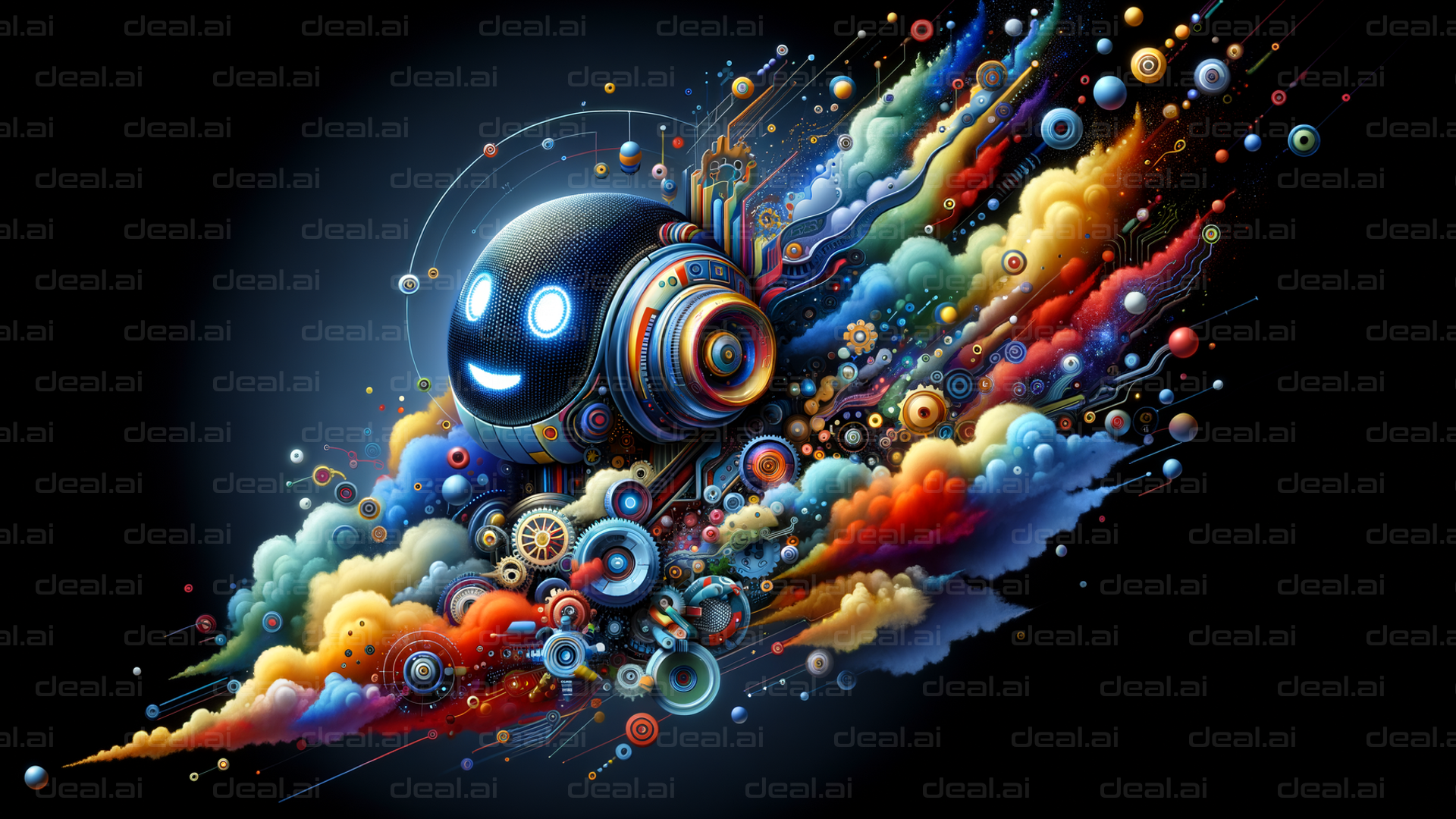 "Colorful Cosmic Robot Adventure"