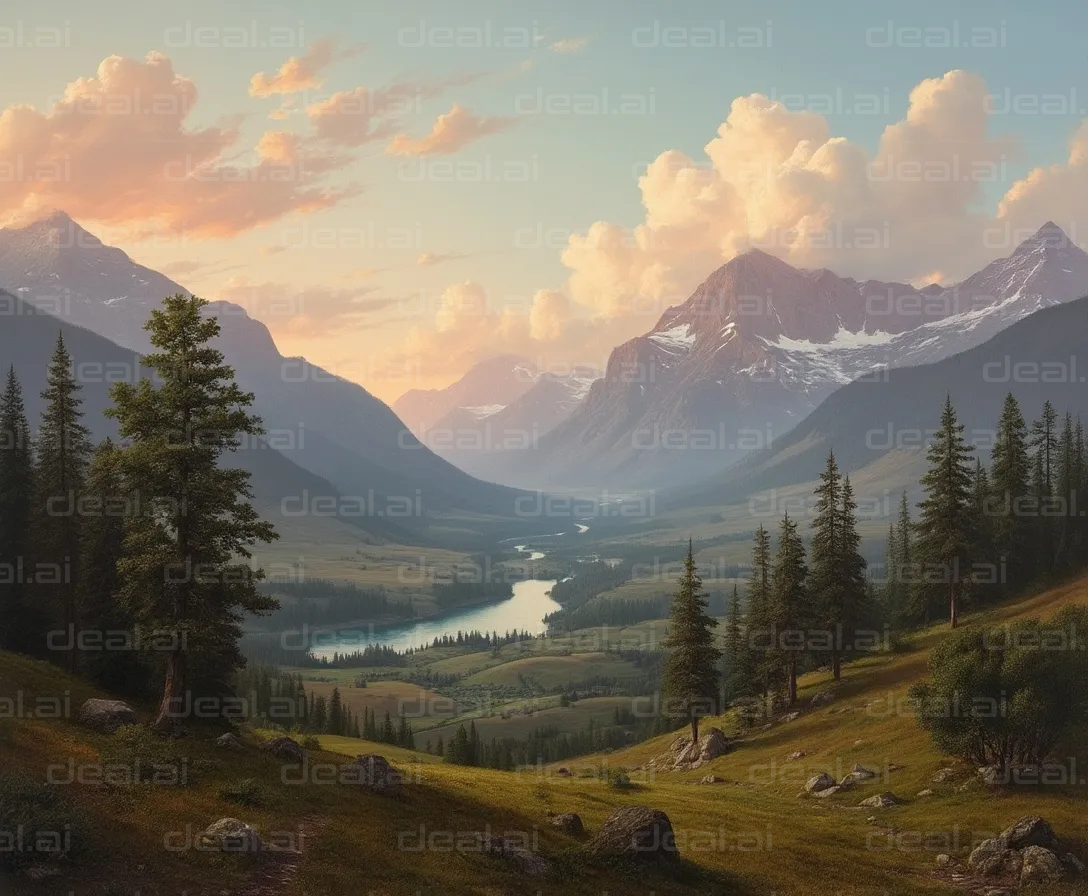 Serene Mountain Valley at Sunset