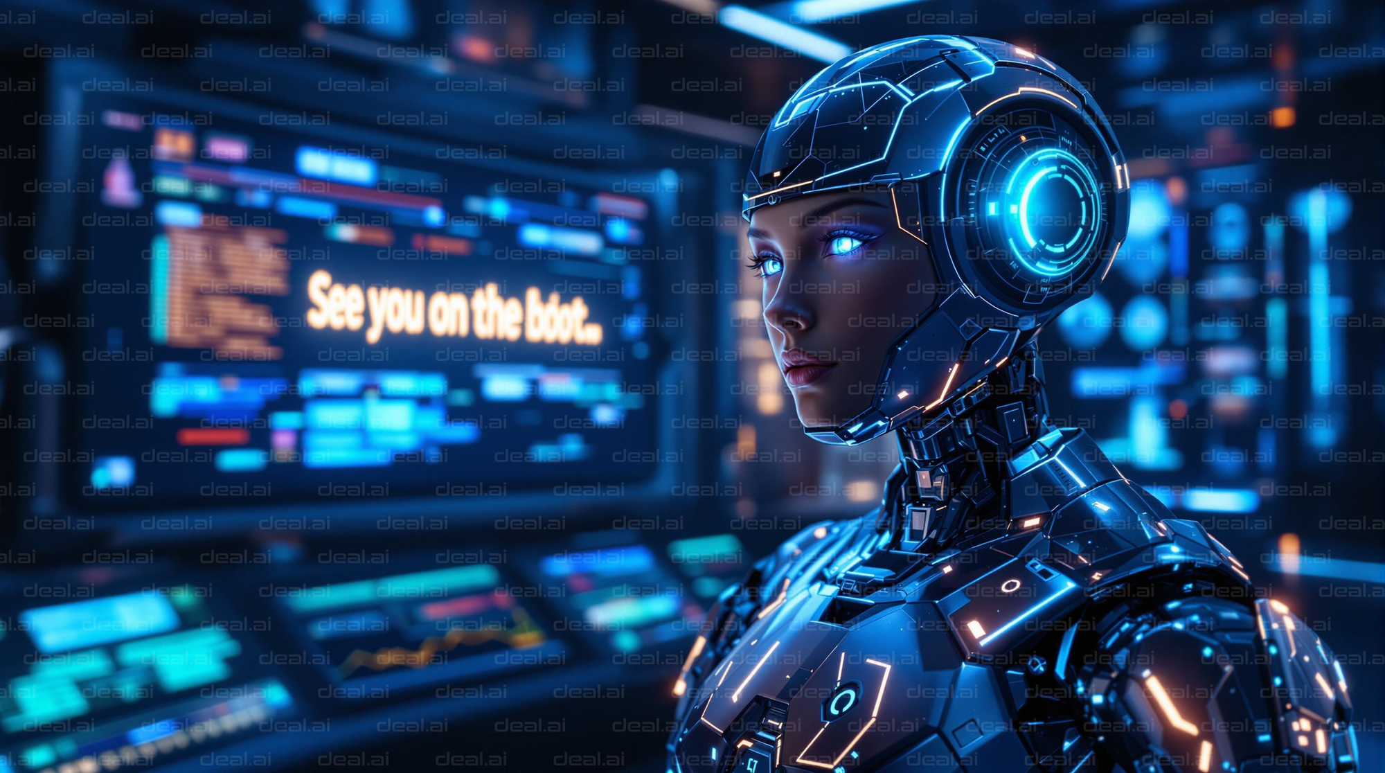 "Futuristic AI in Control Room"