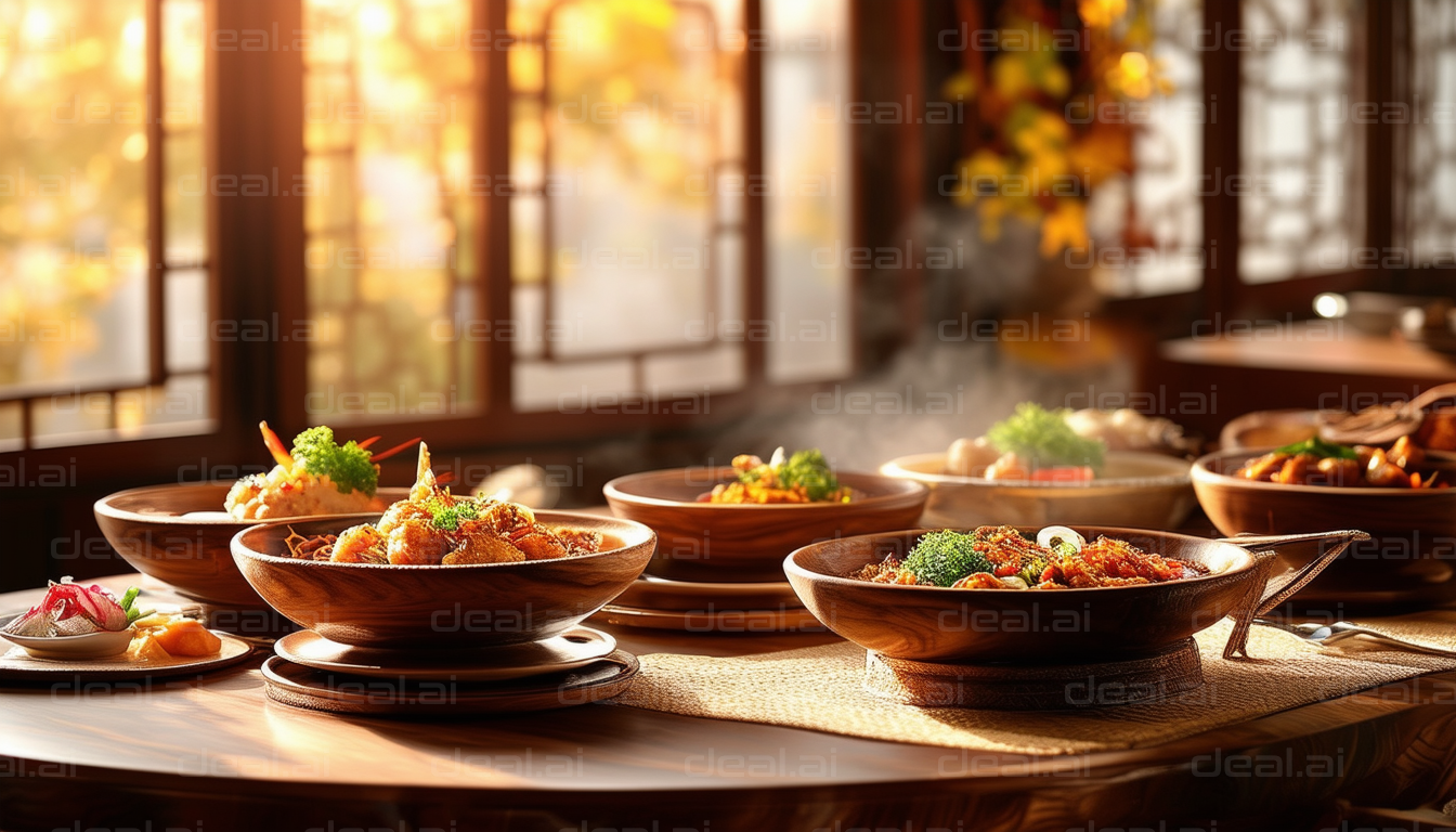 Elegant Feast in Sunlit Setting