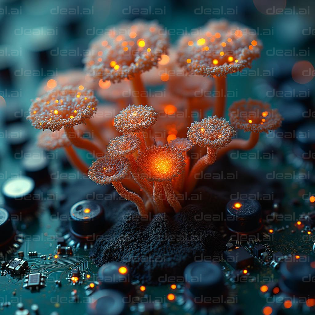 "Tech Fungi: Fusion of Nature & Circuitry"