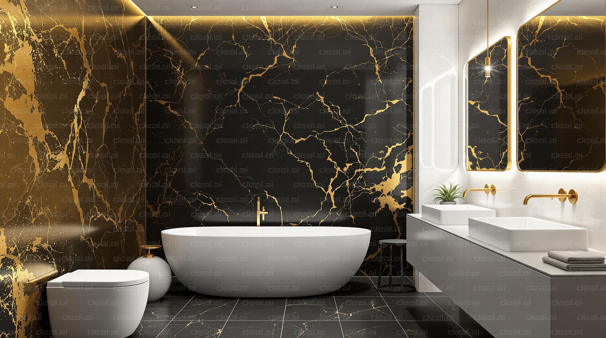 Luxurious Black and Gold Bathroom