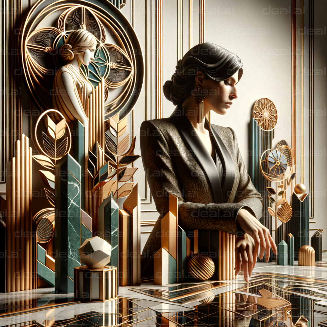 "Elegant Art Deco Lady in Gold"