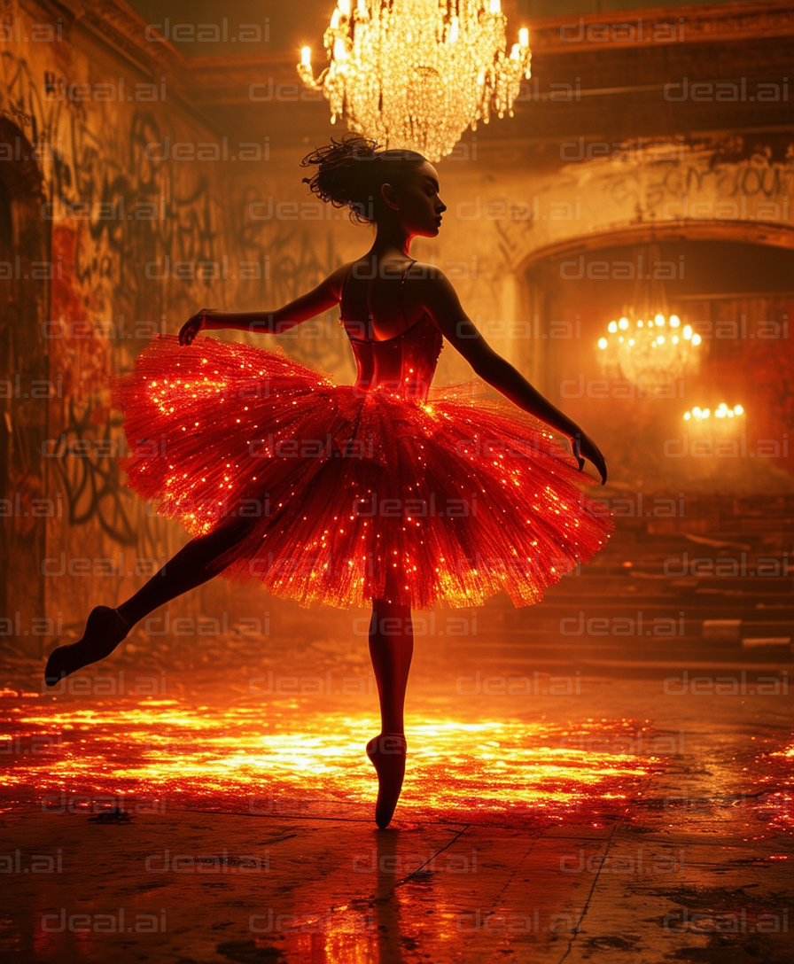 "Ballet Dancer in Fiery Elegance"