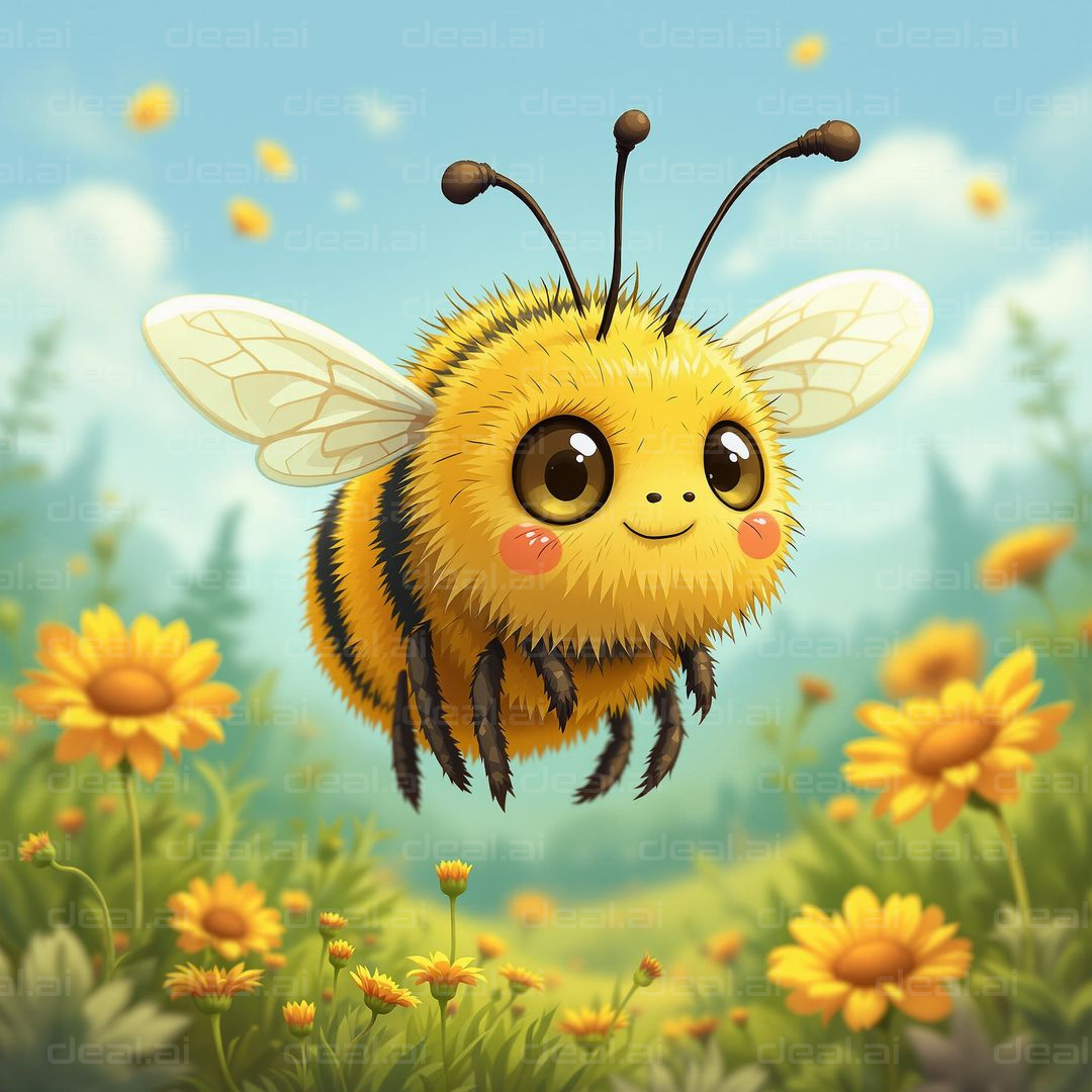 "Adorable Bee in Sunny Meadow"