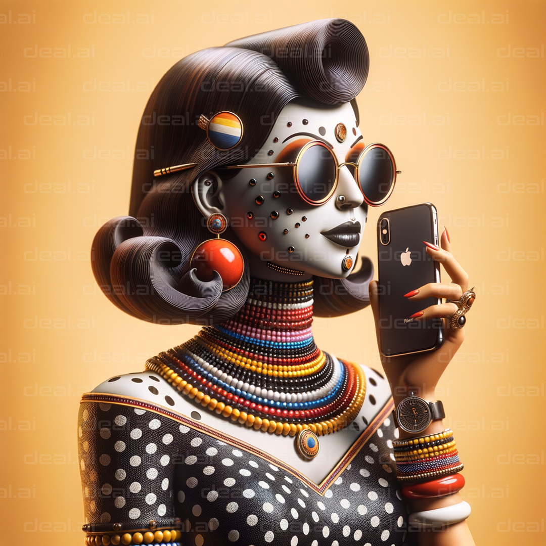 "Retro Futuristic Style with Smartphone"