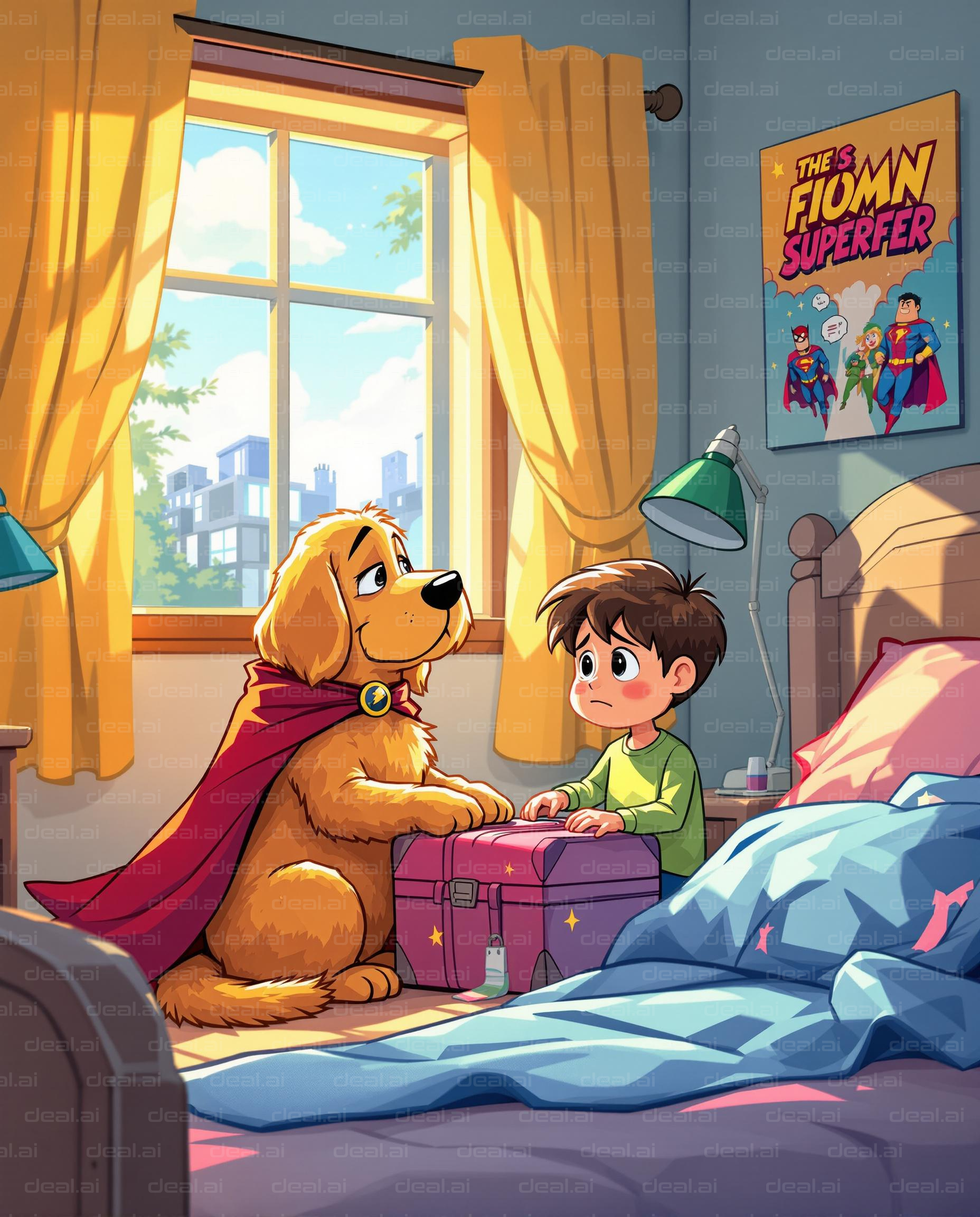 Super Dog Comforts Sad Child