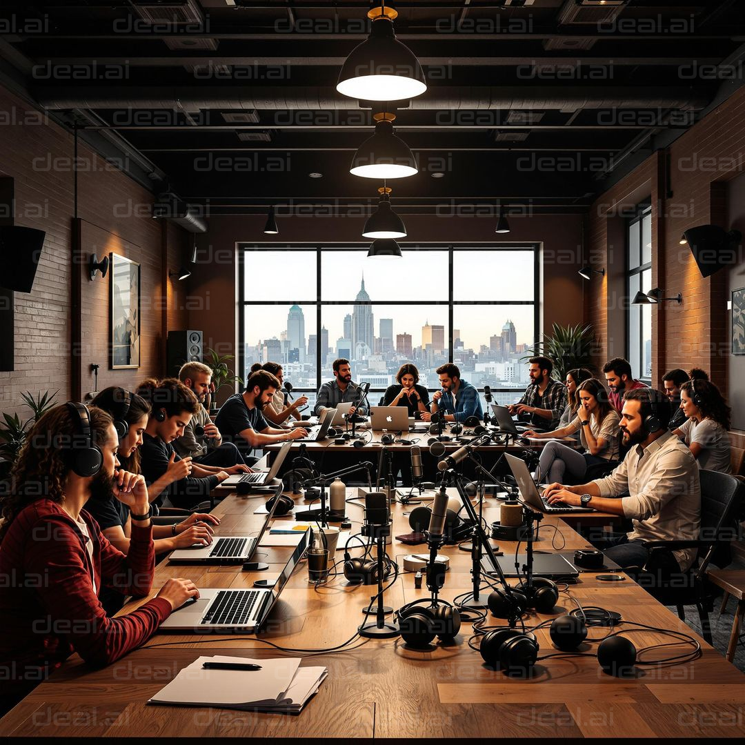 Podcast Team at Work in Studio