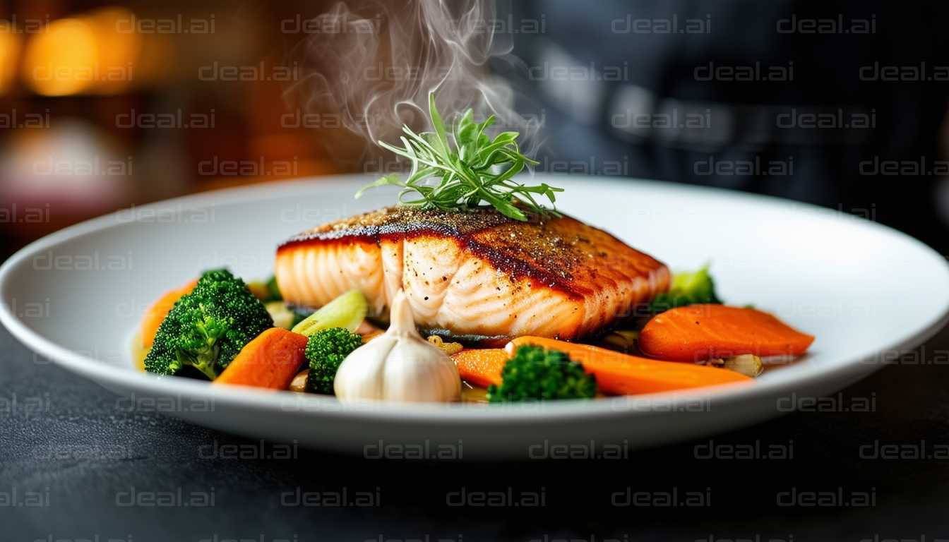 Grilled Salmon with Steamed Vegetables