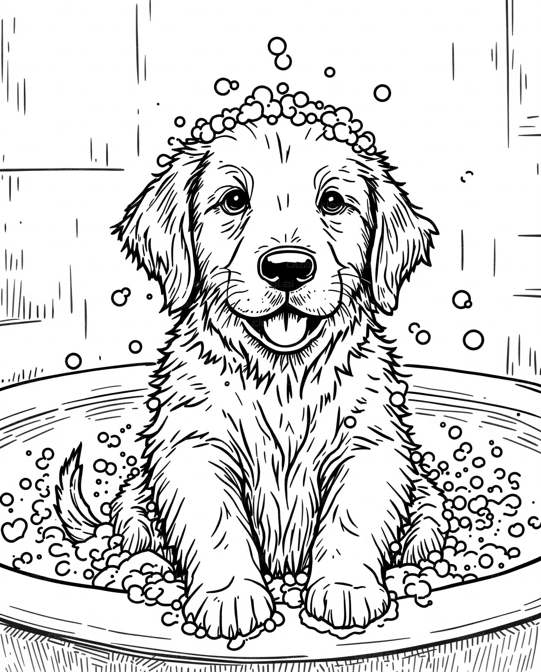 "Puppy Bathtime Joy"