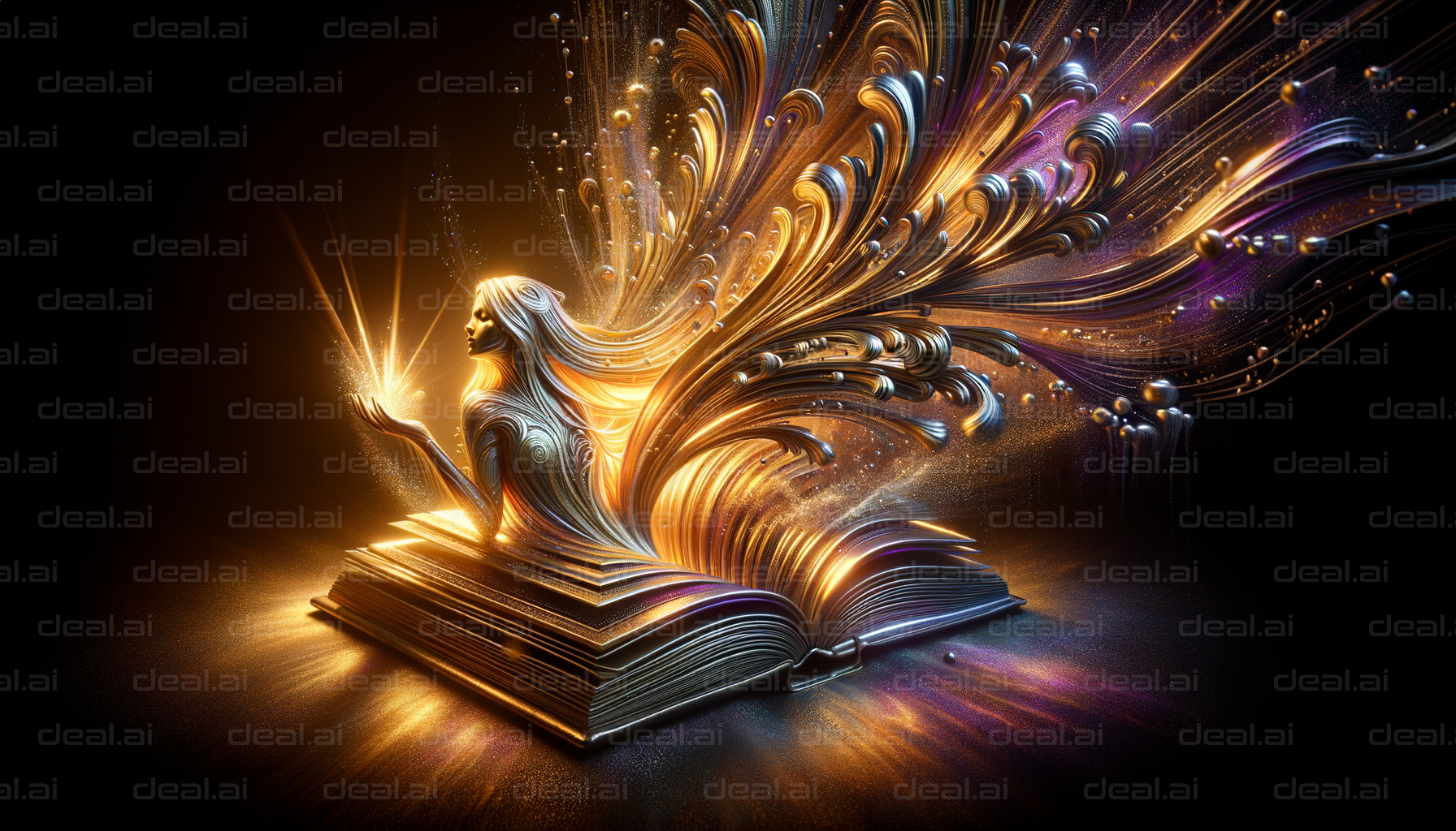 "Ethereal Goddess Emerging from Book"