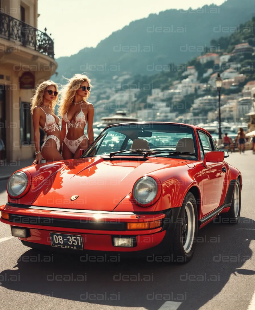 Vintage Porsche by the Coastline