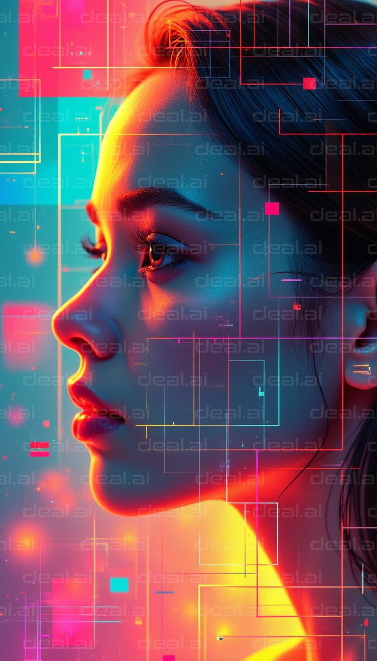 Futuristic Portrait in Neon Lights – deal.ai Art Marketplace