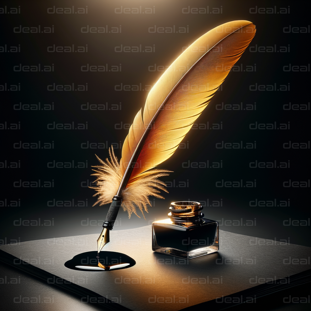 Golden Quill and Inkpot Scene