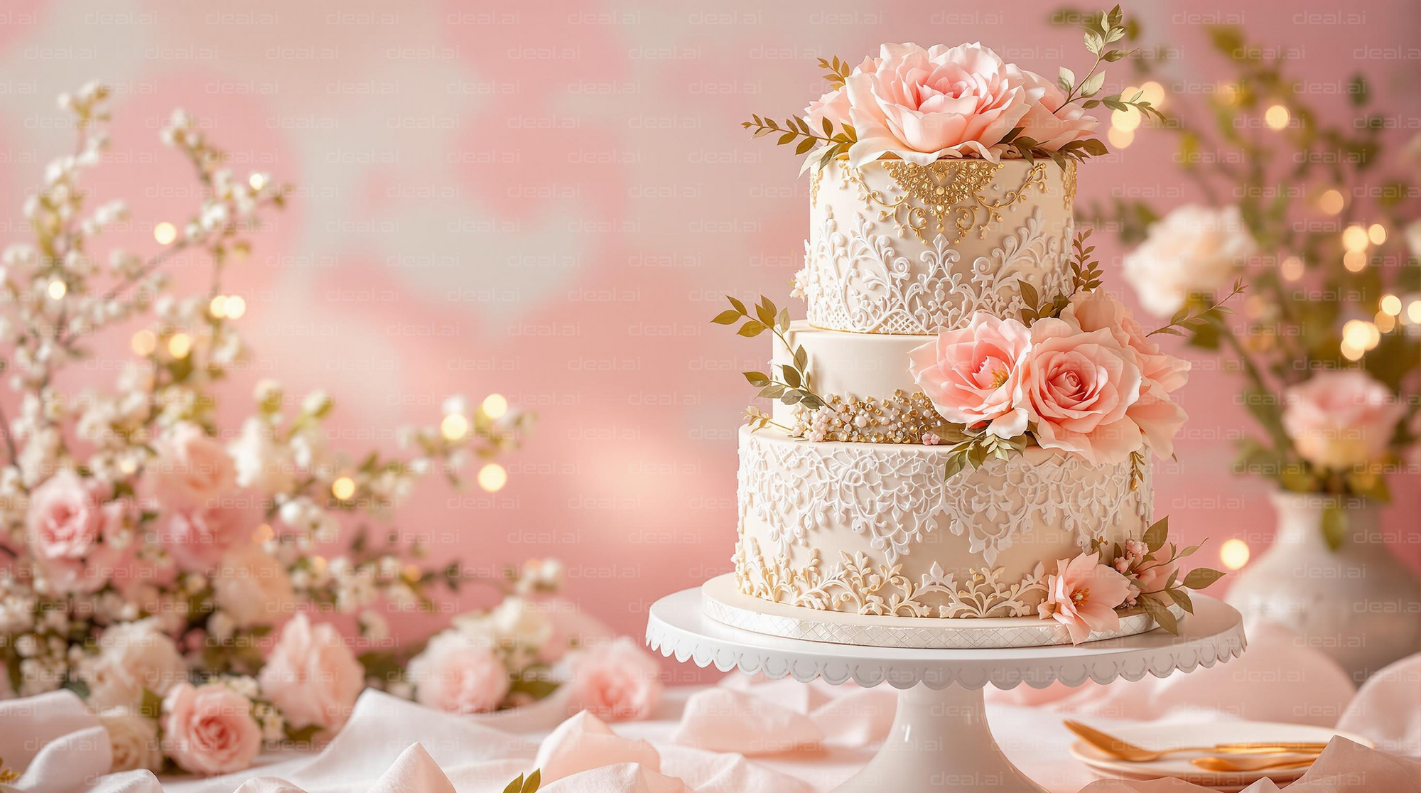 Elegant Floral Wedding Cake