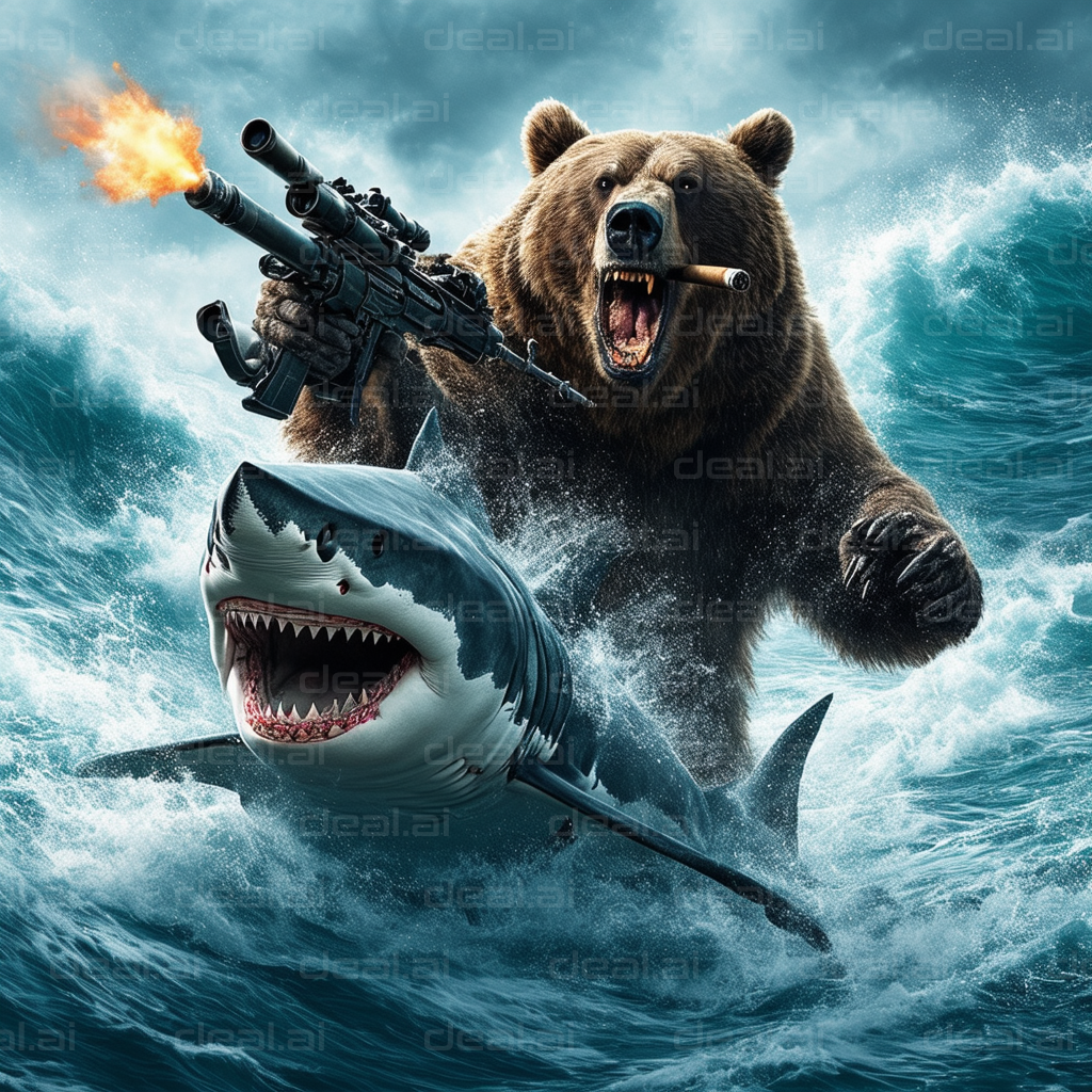 Bear Rides Shark with a Bang!