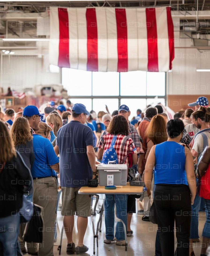 Community Gathering Under Flag Decor