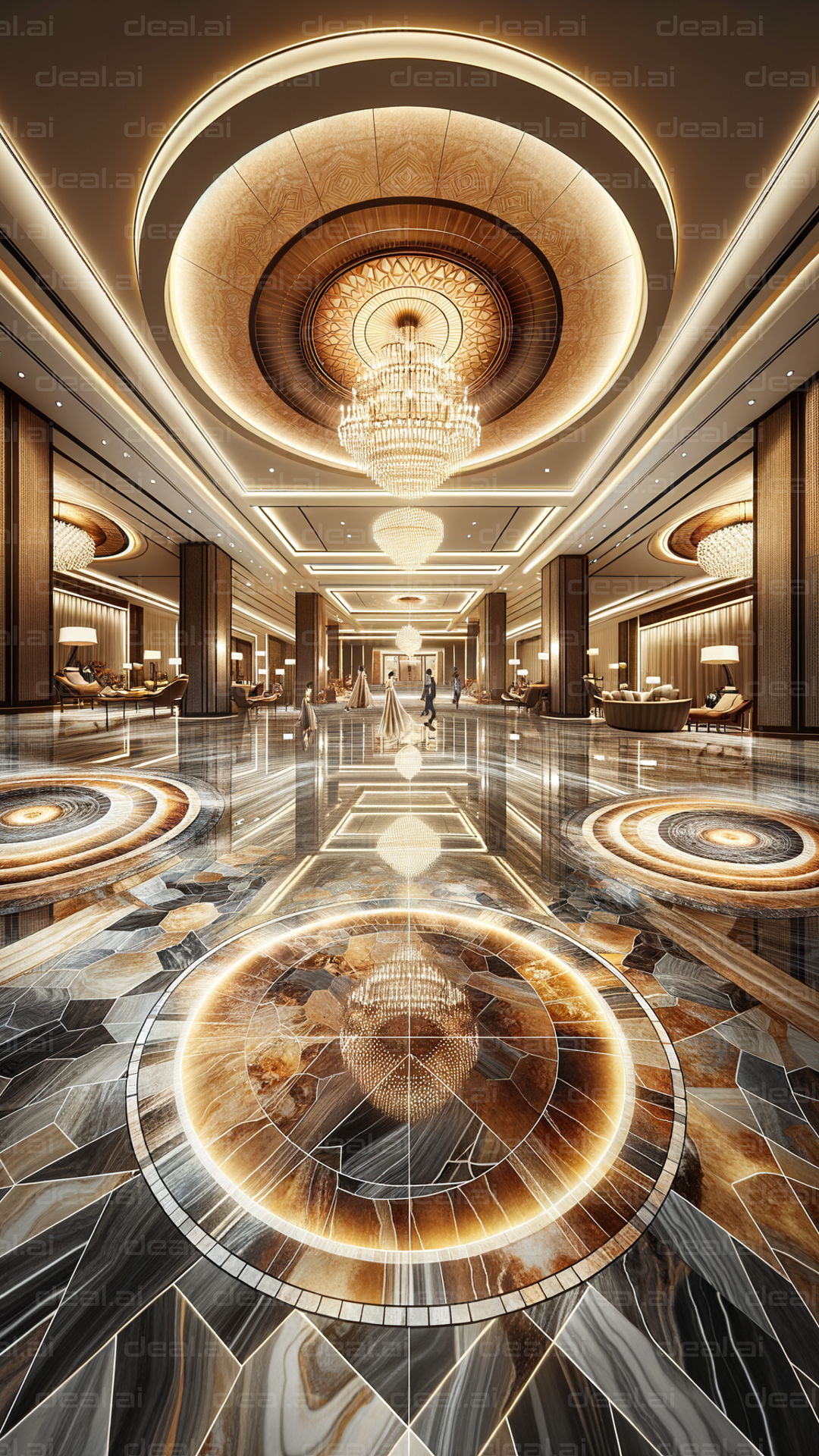 Lavish Hotel Lobby with Grand Chandeliers