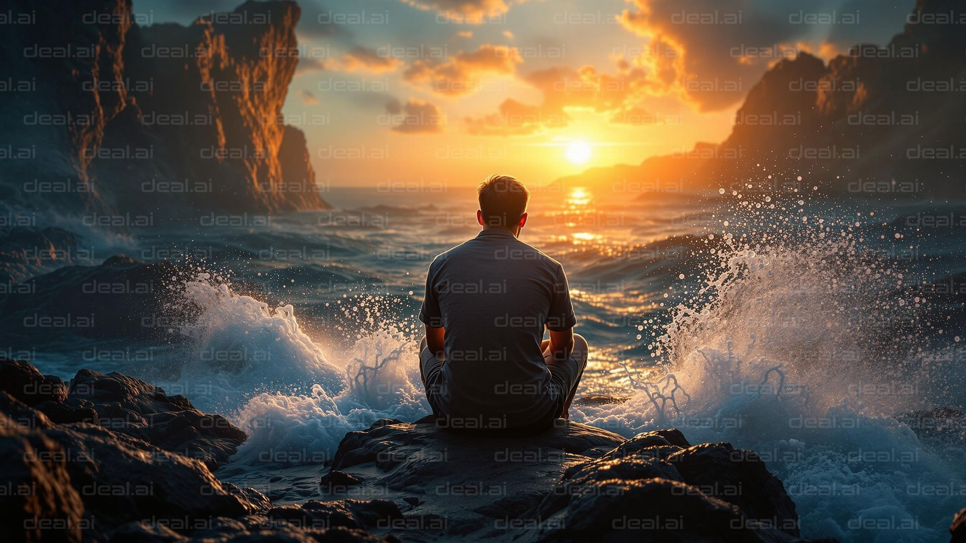 Sunset Solitude by the Sea