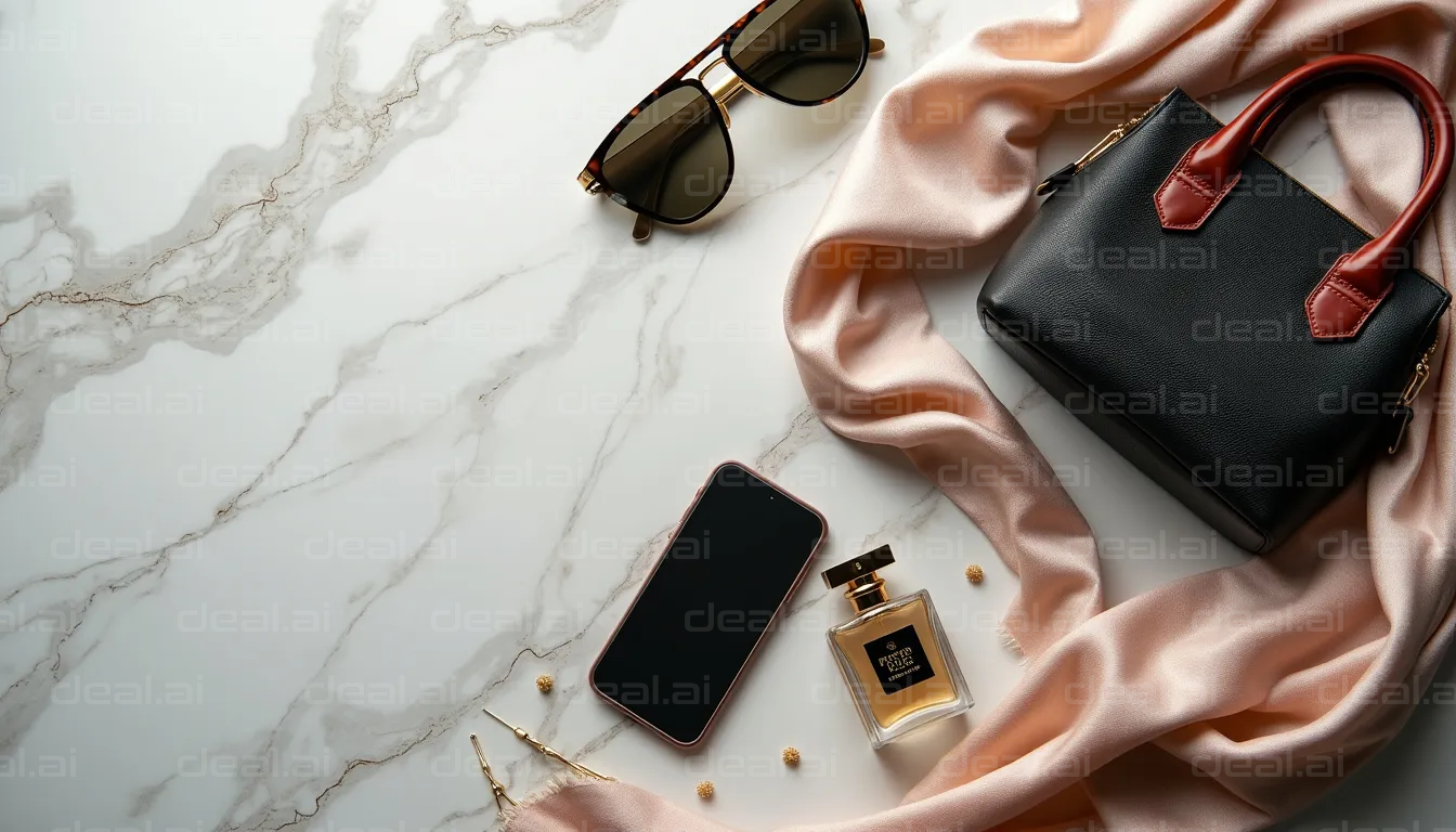 Elegant Essentials on Marble Background