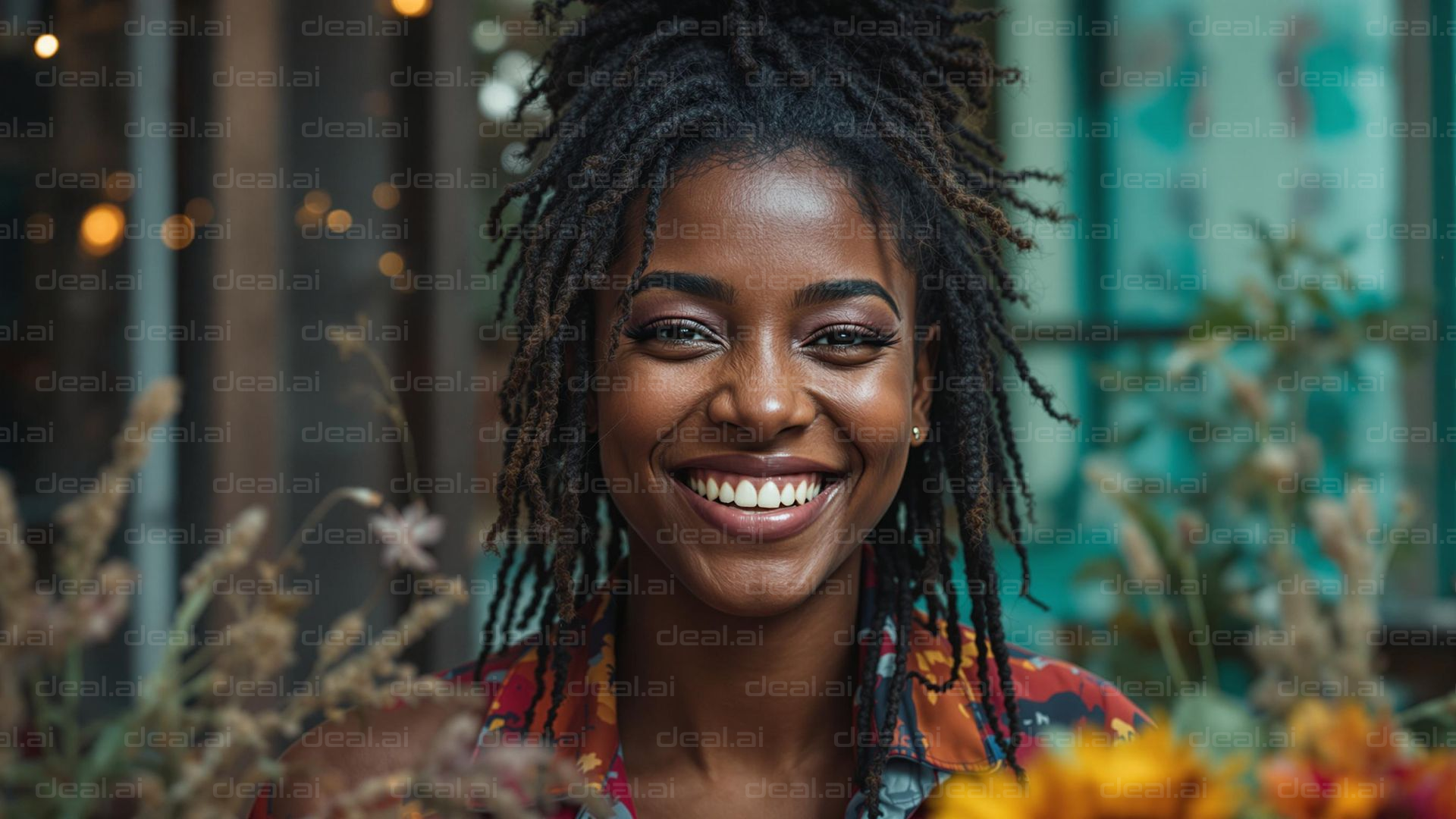 Radiant Smile in Blooming Garden