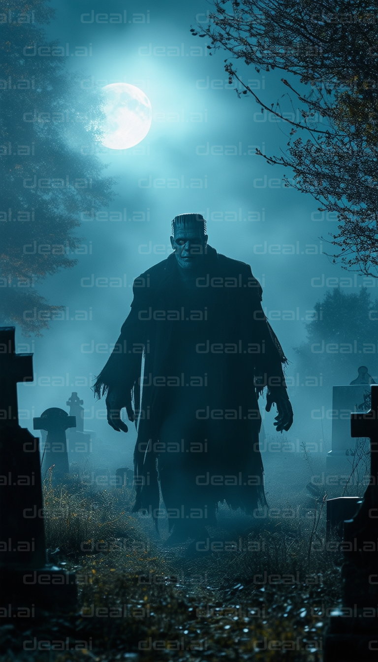 "Monster in the Moonlit Cemetery"