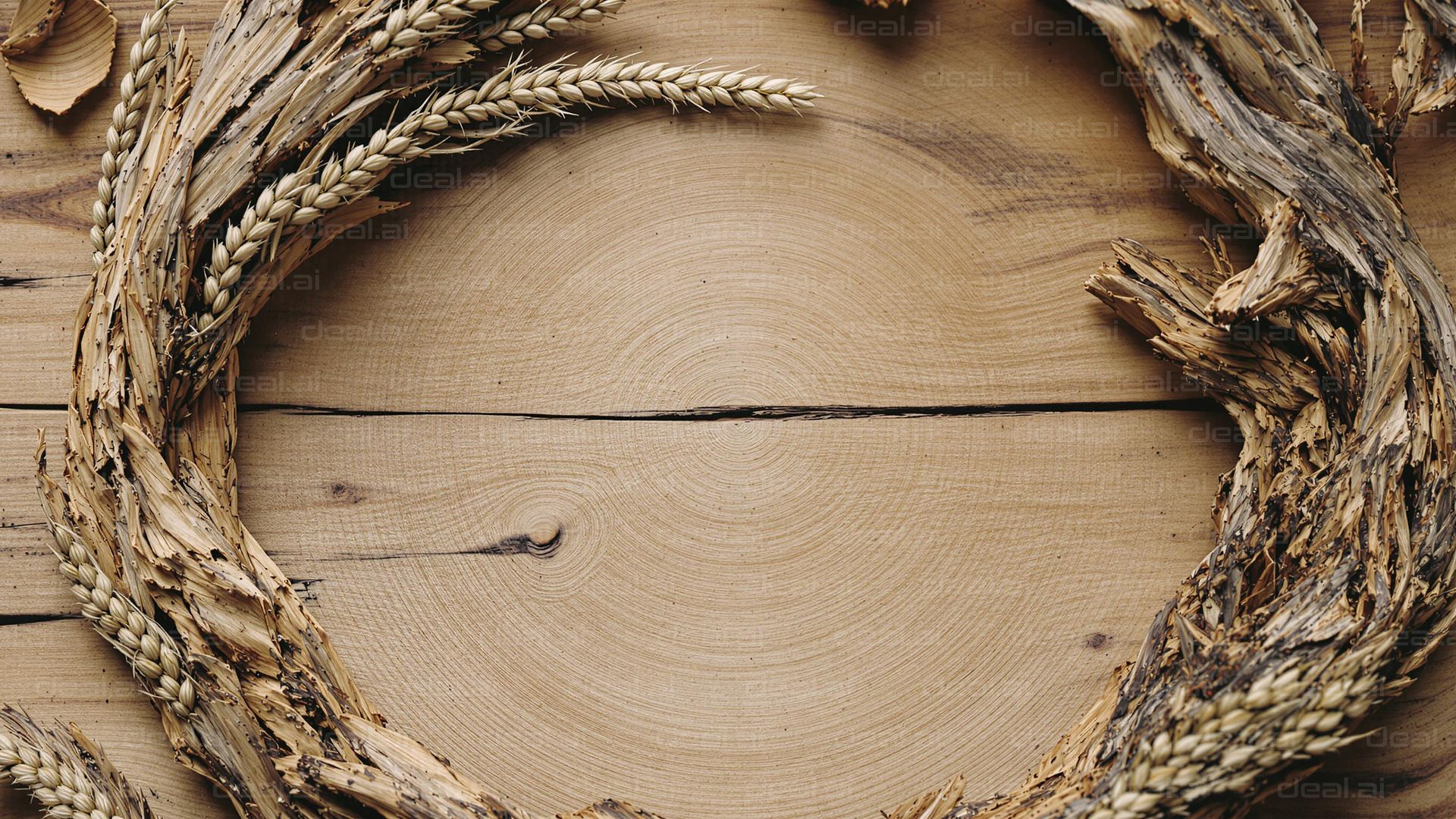 Rustic Wheat Wreath on Wood