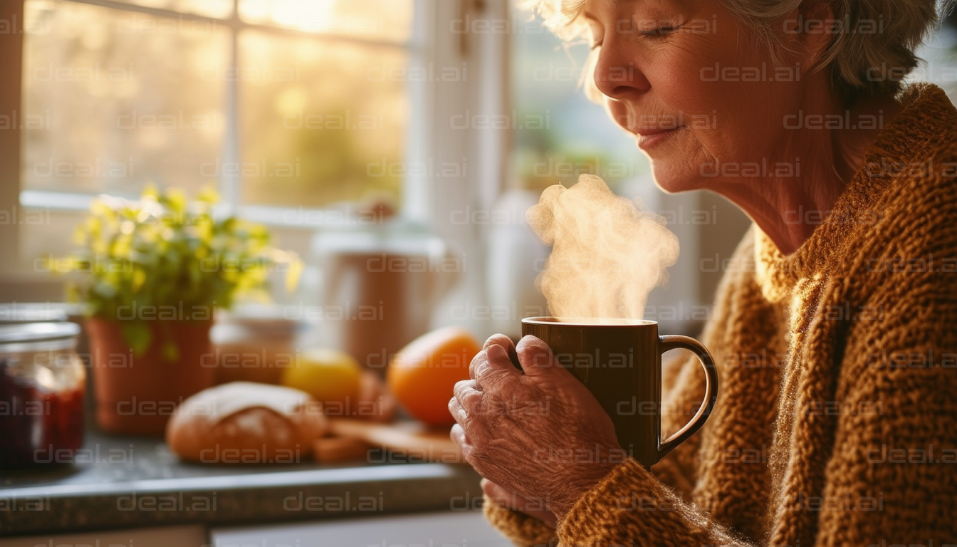 Morning Serenity with a Steaming Mug