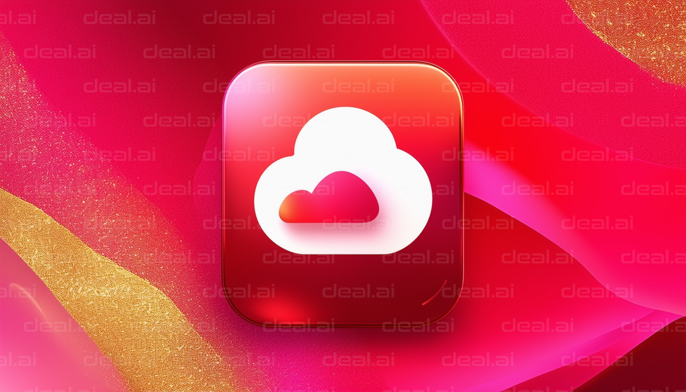 "Red Cloud Icon on Vibrant Background"