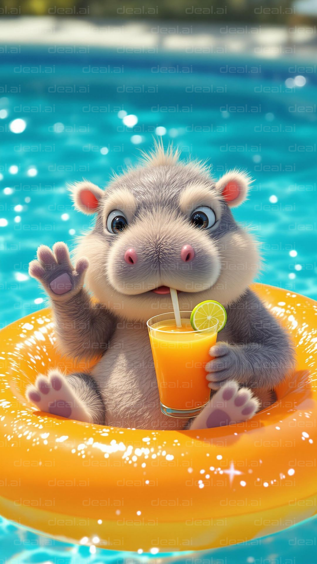 Cute Critter's Poolside Relaxation
