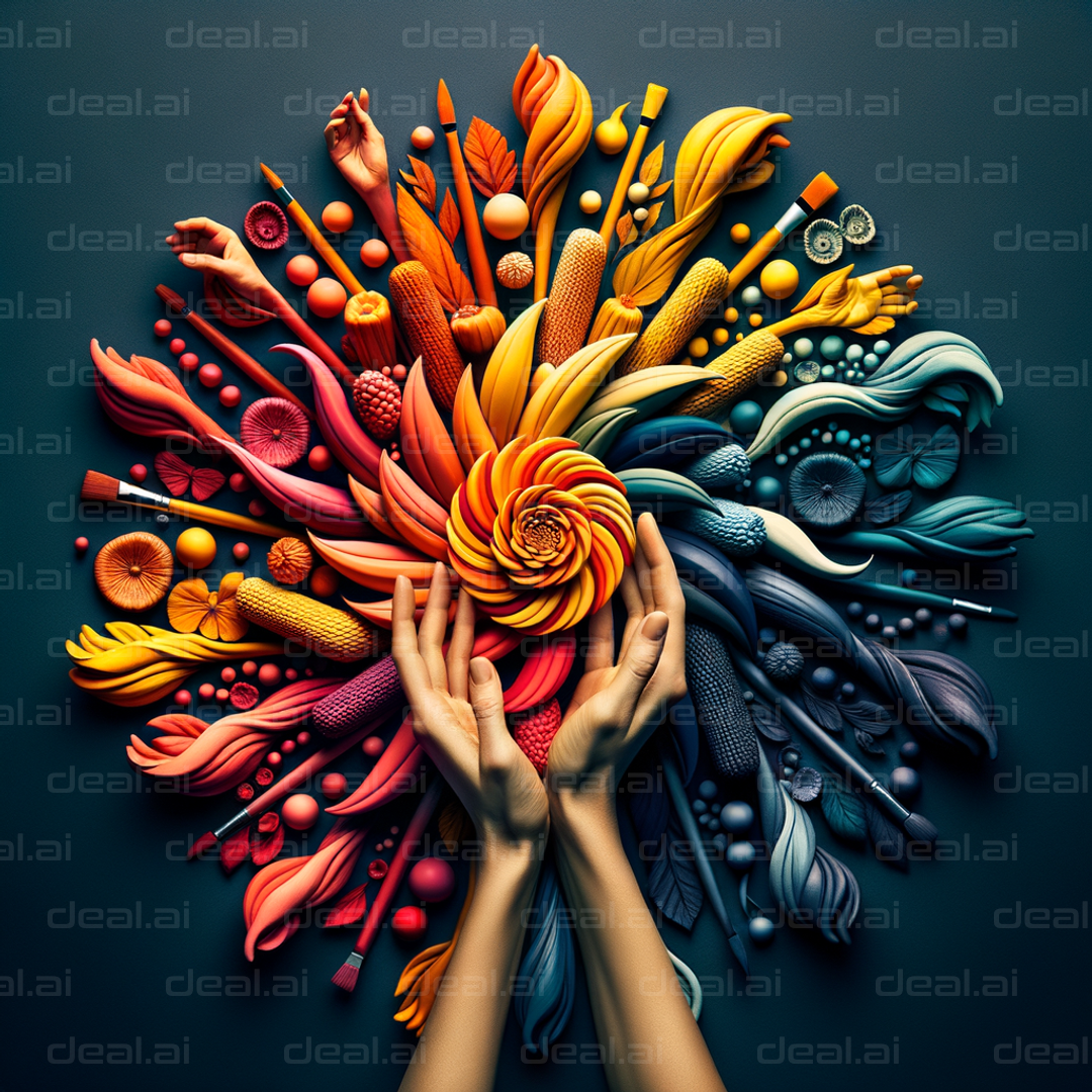 "Colorful Hands Crafting a Floral Mandala"