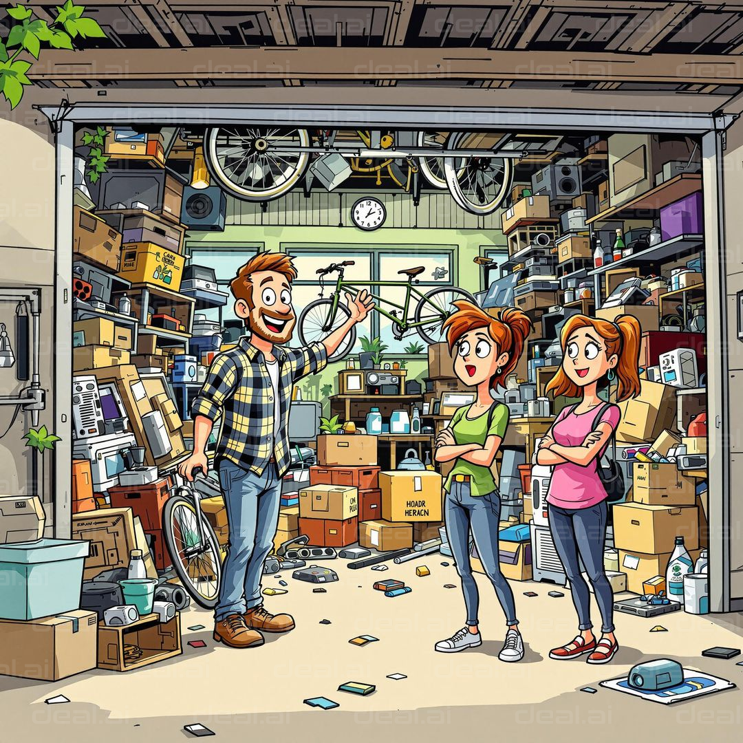 "Garage Treasure Hunt Excitement"