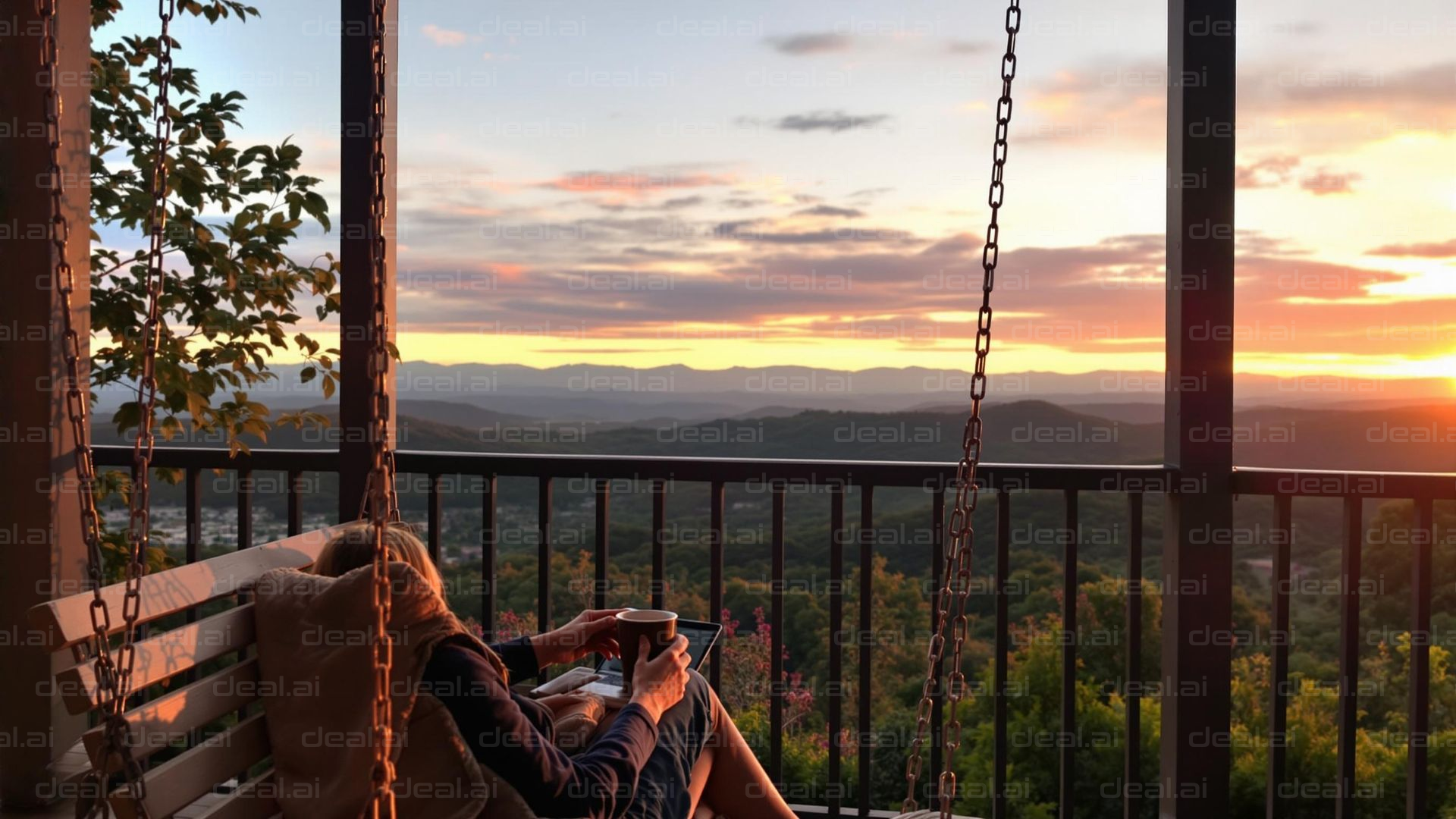 Morning Coffee on the Porch Swing