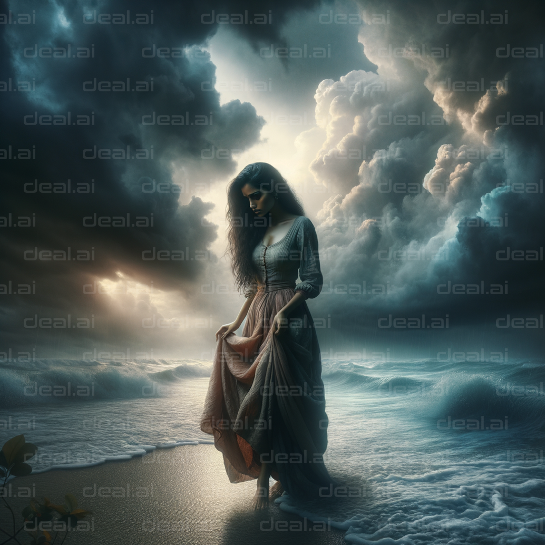 "Solitary Reverie by the Stormy Sea"