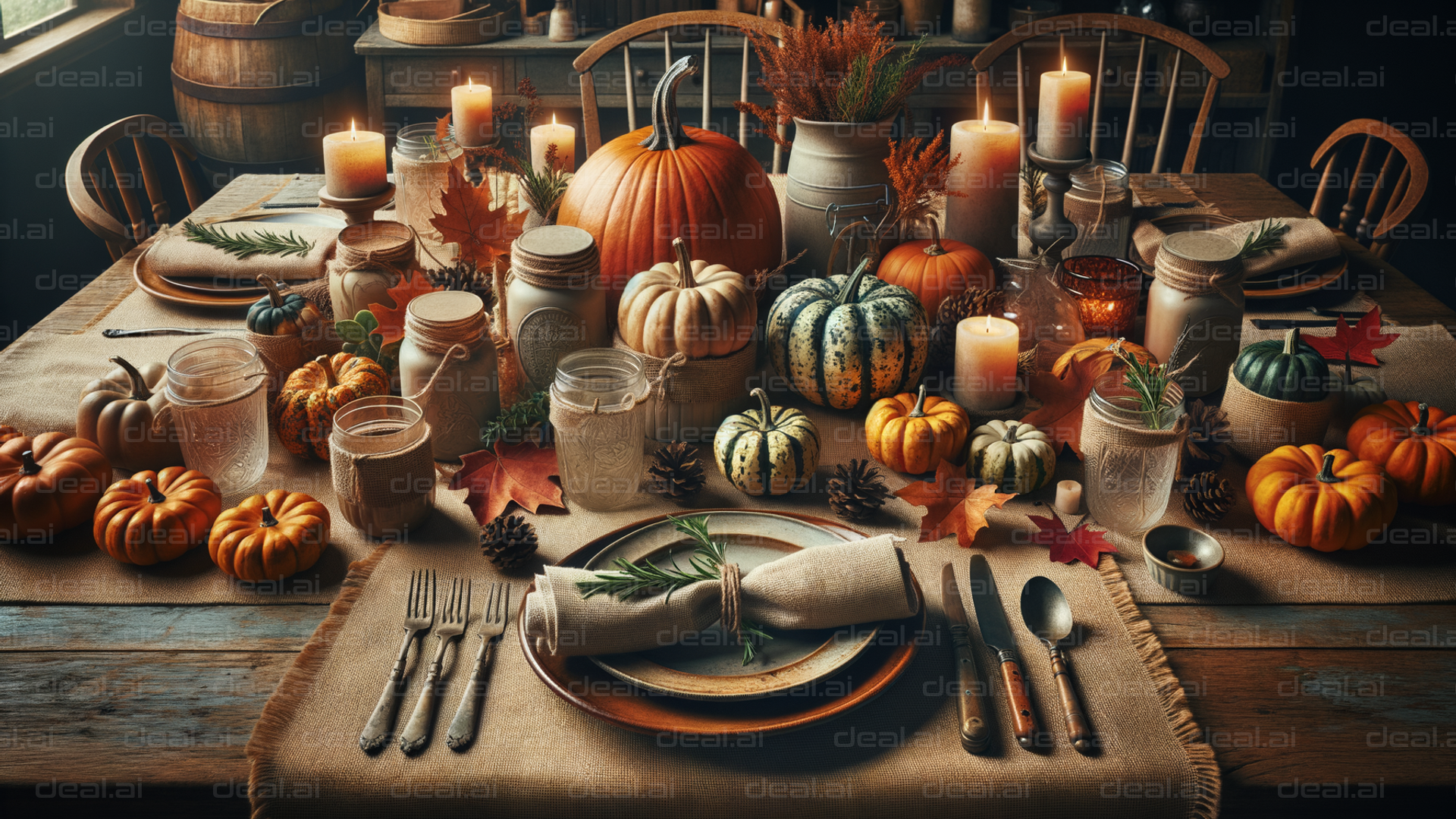 Rustic Autumn Feast Table Decor