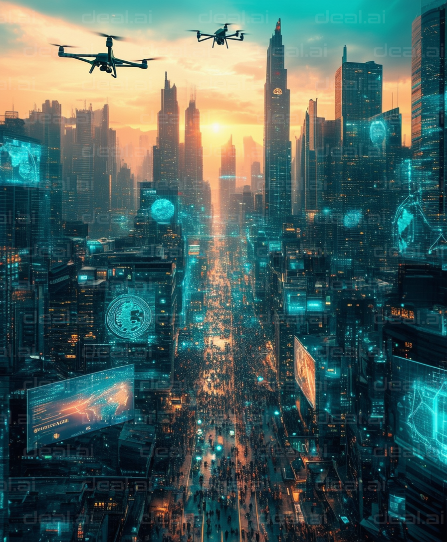 Futuristic Cityscape at Sunset