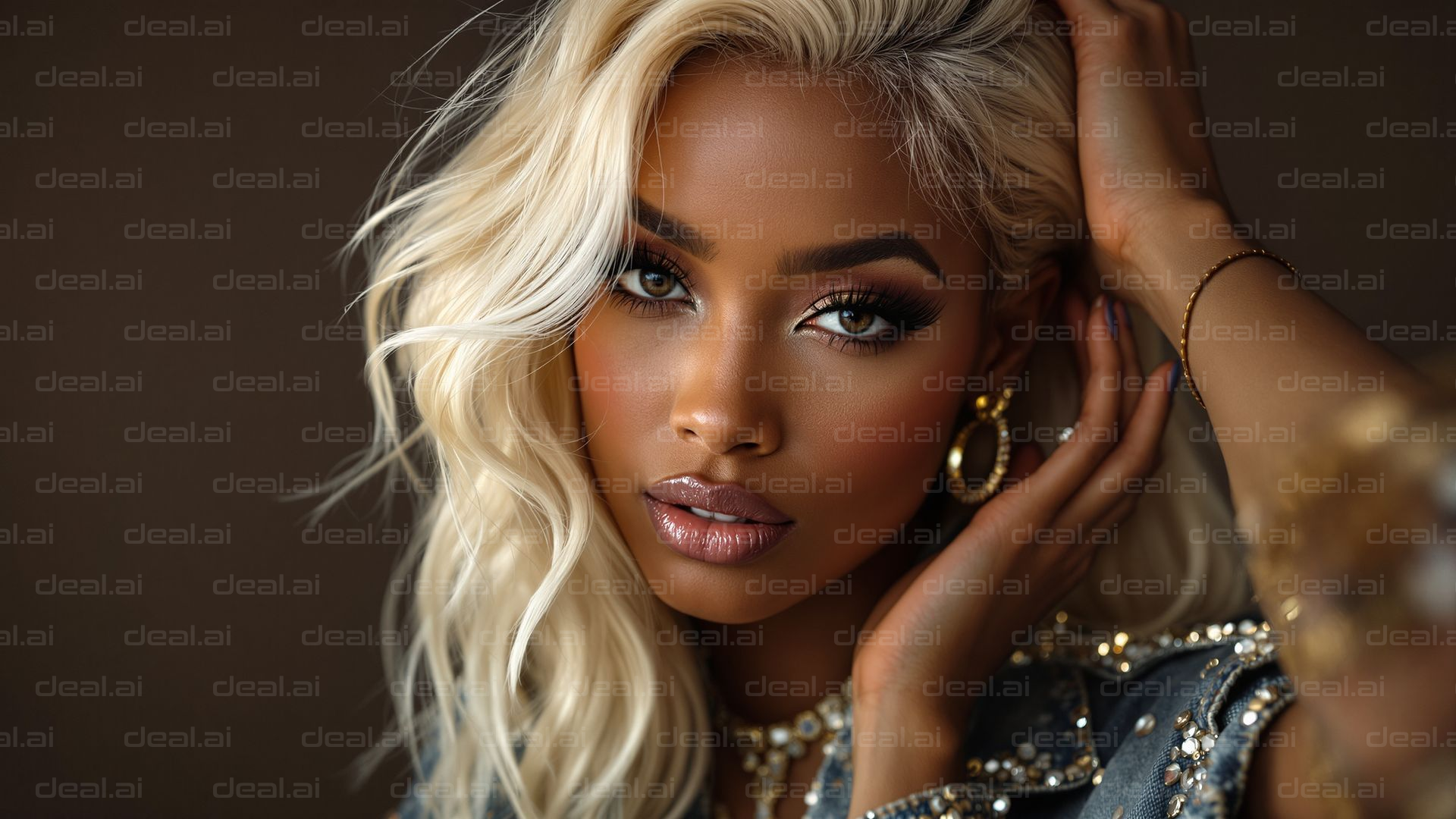 "Glamorous in Gold and Denim"