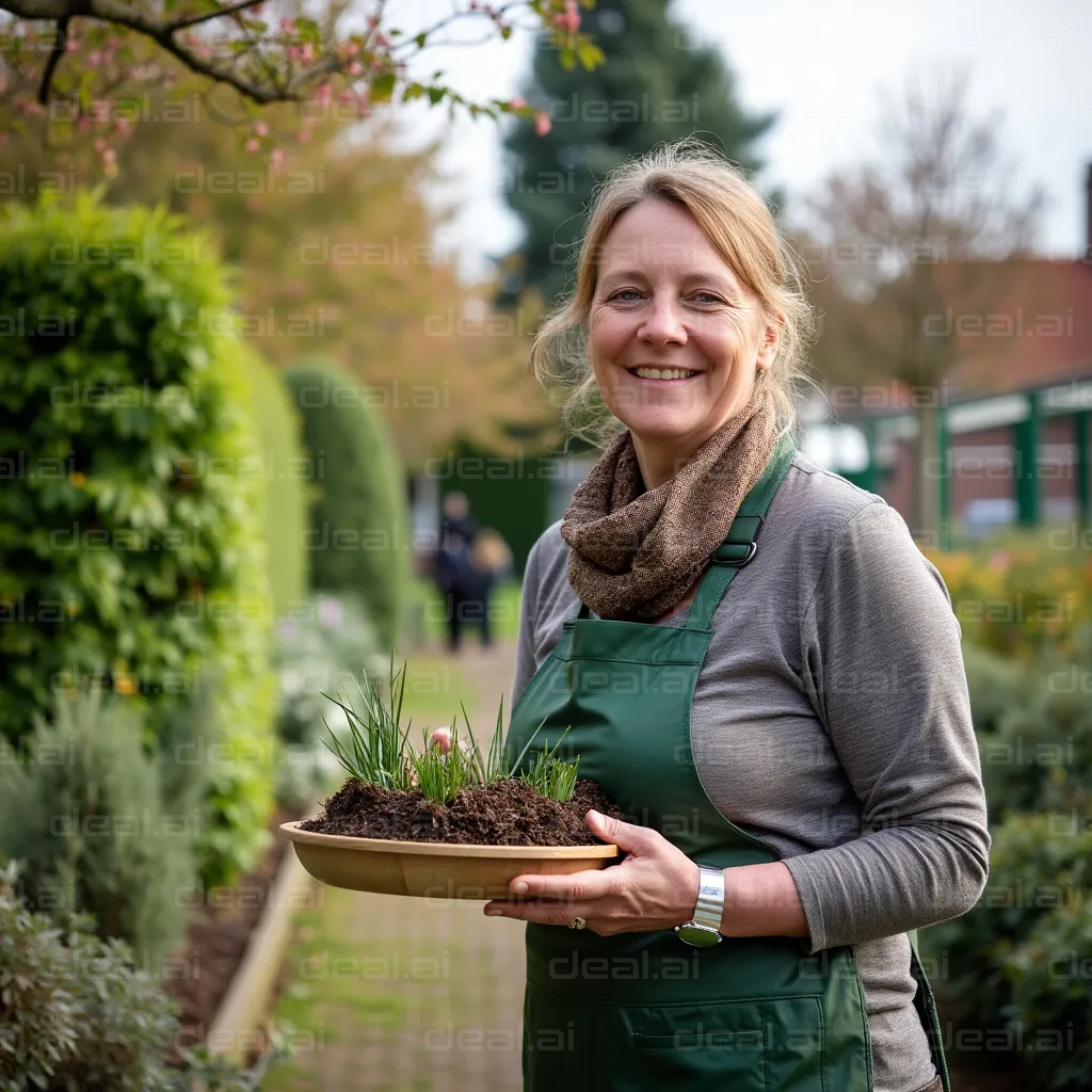 Gardener Holding Tray of Seedlings