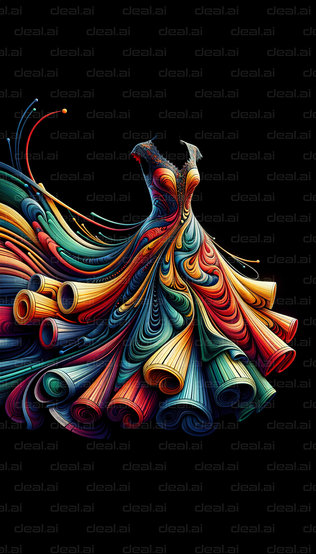 "Flowing Rainbow Dress Art"