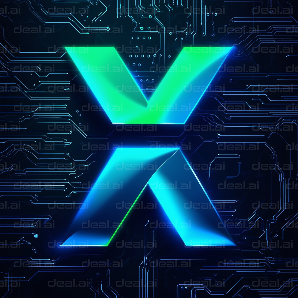 "Abstract Neon Tech 'X' Symbol"